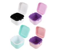 4 Pièces Boîte de Rangement en Plastique avec Filtre | Structure Renforcée, Panier de Drainage Intégré, Séparation Dédiée, pour Techniciennes Mobiles et Salon, Couleurs Assorties