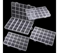 4 Pieces Boite de Rangement Plastique Transparente avec Compartiments, Boite Compartiment Plastique 24 Compartiments, Petite Boite Rangement pour Perles, Bijoux, Vis, Rangement Tiroir