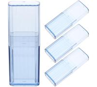 4 Pièces Boîte de Rangement Portable pour Petits Objets Couvercle | Format Compact Transparent, pour Cotons-tiges, , Cure-dents et Sachets de Remède, Bureau ou Voyage