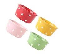 4 Pièces Bol à Pudding en Céramique à Pois, pour Gâteau et Gelée | Ramequin de Cuisson, Design Antidérapant, pour Vapeur, Mousse, Dessert, Ustensiles de Pâtisserie