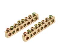 4 Pièces Bornier à Vis en Cuivre 8 Trous, Barre Neutre de Terre | Cuivre Robuste, Résistance à L’usure et Faible Oxydation, Haute Résistance, Couleur Or, pour Distribution Électrique