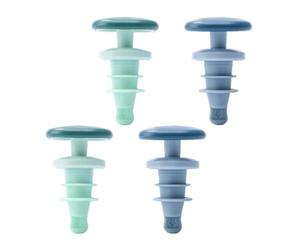 4 Pièces Bouchon de Bouteille de Vin en Silicone Réutilisable | Protection Anti-poussière et Anti-odeur, Vert et Bleu, Petite Taille Délicate, Usage Multipurpose