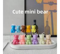 4 pièces Bougies parfumées mignonnes et sans fumée en forme d'ours miniatures, parfum de longue durée pour la chambre, cadeau d'anniversaire pour femmes, bougies parfumées faites main, décoration de m