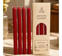 4 pièces Bougies piliers rouges de 10 pouces, sans fumée et sans odeur, longue durée de combustion. Convient pour la prière à l'église, Halloween, Noël, la décoration de la maison, la célébration des 