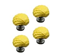 4 Pièces Bouton de Meuble en Céramique Jaune, Poignée Coquille | Style Créatif pour Portes de Placard et Bibliothèque, Accent Maison, Usage DIY, Mise à Jour Rapide