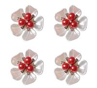 4 pièces boutons de manchette de chemise couverture perles embelli fleur bouton pince pour robe chemise uniforme vêtements décoration boutons