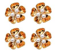 4 pièces boutons de manchette de chemise couverture perles embelli fleur bouton pince pour robe chemise uniforme vêtements décoration boutons