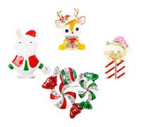 4 Pièces Broche de Noël Décorative Mignonne en Alliage | Robes et Foulards, Style Élégant et Festif, Accessoire Féminin, Finition Rouge, Usage Quotidien