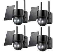4 pièces caméra de surveillance extérieure batterie solaire 2K caméra de surveillance extérieure WLAN Outdoor sans fil 360 degrés PTZ PIR détecteur de mouvement vision nocturne couleur