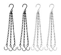 4 Pièces Chaîne de Suspension Plante Métal avec Crochet en S, 2 Noires et 2 Zinc, Triple Chaîne pour Pot Suspendu, Panier de Fleurs, Lanterne, Mangeoire Oiseaux, Décoration Jardin Extérieur