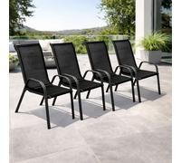 chaise d'extérieur 4 places Chaise de jardin empilable métal anthracite noir