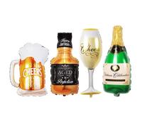 4 Pièces Champagne Ballons, XXL-Ballon Anniversaire en Forme de Bouteille Verres à Vin, Géant Ballon D'aluminium Fête pour Mariages Décorations de Fête anniversaire