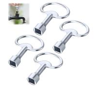 4 Pièces arrée 8 mm, Clé à 4 pans Universelle avec 4 Mousquetons, Cle Compteur Eau Gaz Électricité, Cle Radiateur Chauffage Technique, pour Armoire de Commande, Coffret, Boîtier et Panneau