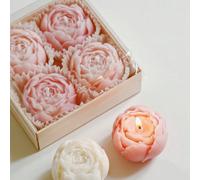 4 pièces Coffret de bougies parfumées à la rose, bougies florales romantiques en cire de soja faites à la main, bougies mini sans fumée, convient pour la chambre, le salon, la décoration de table, les