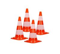 4 Pièces Cônes de Signalisation 47 cm, Orange-Blanc, Pylône de Chantier avec 2