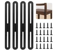 4 Pièces Connecteurs Plats Réglables, 215 × 25 mm, Longues Lumières | Plaques à Trous En Acier, Platines De Jonction Avec 20 Vis Pour Réparation Et Fixation De Meubles Et Bois Pour Projets DIY