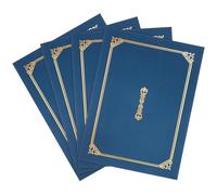 4 Pièces Couverture de Certificat A4 Bleu Bordure Dorée en Papier | École et Bureau, Protège Documents Importants, Style Élégant, Format 12x8,9 Pouces