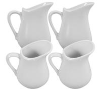 4 Pièces Crème à Latte en Céramique 80ml Blanc pour Latte Art | Pichet Délicat, Bec Spécial, Léger et Facile à Nettoyer, pour Beurre Chaud et Service