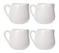 4 Pièces Crémier en Céramique Blanc avec Poignée
