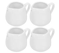 4 Pièces Crémier en Céramique Blanc avec Poignée | Petit Pichet Créatif Chic et Simple, Prise en Main Confortable, pour Lait, Crème, Thé, Sauce