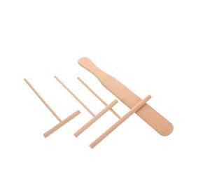 4 Pièces Crêpeur en Bois de Hêtre pour Pâte et Crêpes | Racleur à Pâte, Étaloir à Crêpes, Résistant à Déformation, pour Crêpière Cuisine