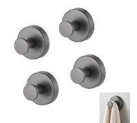 4 Pièces Crochet Ventouse Salle de Bain Puissante, Crochets à ventouse, Crochet Ventouse Inox, 5KG Porte Serviette Sans Percage Réutilisable en Acier inoxydable 304 pour Serviettes, Peignoir (Gris)