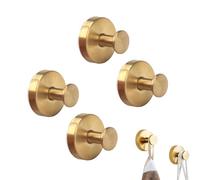 4 Pièces Crochet Ventouse Salle de Bain Puissante, Crochets à ventouse, Crochet Ventouse Inox, 5KG Porte Serviette Sans Percage Réutilisable en Acier inoxydable 304 pour Serviettes, Peignoir (Doré)