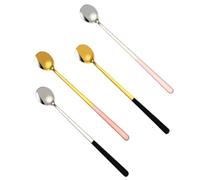 4 Pièces Cuillère à Glace en Acier Inoxydable à Tête Ronde | Longue Poignée, Usage Polyvalent à Maison Bureau, Pratique pour Mélanger et Servir