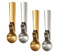 4 Pièces Cuillère à Glace Ronde en Acier Inoxydable | Glace, Dessert, Fruit et Melon, Forme Boule, Usage en Fête ou Commerce