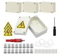 4 pièces de boîte de jonction, boîte de dérivation blanche étanche IP67, 100 * 68 * 50 mm en saillie, boîtier électronique avec 16 raccords à vis, plaques de sécurité, scie cloche 16 mm, tournevis