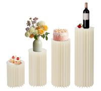 4 pièces de carton flower stand 40cm 60cm 80cm 100cm ensemble avec des plaques de PVC mariage vase de fleurs pour la décoration de fête (blanc)