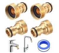 4 pièces de raccord universel pour robinet de cuisine, adaptateur de raccord rapide en laiton, ensemble d'adaptateurs de tuyau pour raccord de tuyau de jardin Gardena, 1/2 pouce et 3/4 pouce