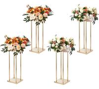 4 pièces de supports métalliques dorés pour fleurs de mariage, hauteur 60 cm, avec revêtement métallique laminé, supports géométriques pour vases, présentoirs cylindriques pour fleurs pour réceptions,