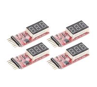 4 pièces de voltmètre numérique pour batteries, moniteur de batterie LiPo pour batteries au lithium 2S à 6S, indicateur précis de la tension des cellules avec affichage de la
