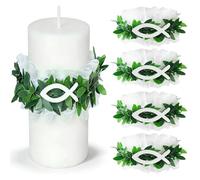 4 Pièces Décoration Baptême, Décoration de Bougie de Baptême et de Communion, Bougie Baptême, Jupes de Bougies, Protection Anti-Gouttes, pour Communion, Fête, Baptême, Mariage, Anniversaires, DIY