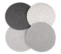 4 Pièces Dessous De Plat Rond De Coton 18 Cm Dessous Assiette Gris | Dessous De Plats Résistant À La Chaleur, sous Assiette De Table Absorption, sous Plat De Table pour Restaurants, Cuisines