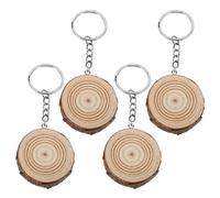 4 Pièces Disques Ronds en Bois Brut Porte-clés Décoratifs Khaki | Surface Lisse, Facile à Peindre, Réutilisable, Ne Se Casse Pas Facilement, Accessoires D'attache