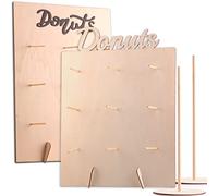 4 Pièces Donut Présentoir Support, 2 Pièces Donut en Bois Mur avec 2 Pièces Donut en Bois la Tour Support pour Mariages, Anniversaires, Des soirées, Gâteau Boutique Décorations ou Boutique Affichage