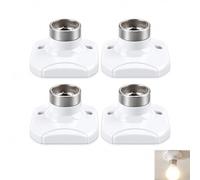 4 Pièces Douilles de Plafonnier E27 à vis,Douilles E27 Plafond ou Murale,Base Lampe E27 Murale,AC 250V,Porte-Lampe Carré,Support Lampe Culot Plastique Ignifuge pour Ampoules LED et Incandescence 60 W