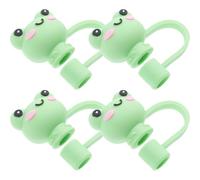 4 Pièces Embout de Paille en Silicone Grenouille Décoratif Vert | Attache Facile et Antidérapante, Couvre-paille Réutilisable, Style Ludique pour Boissons au Quotidien