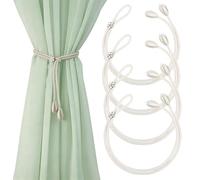 4 Pièces Embrasse pour Rideaux Haute Qualité Attache Rideau | Style Bohème Ajustable, Embrasse Rideau Blanc Cassé Tissé à Main pour la Décoration des Rideaux de La Maison et du Bureau