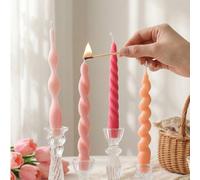 4 pièces Ensemble de bougies spirales en cire de soja faites à la main dans des tons de couleur Moranji, longue durée de combustion, parfumées, convient pour la décoration de centre de table de mariag