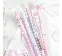 4 pièces Ensemble de stylos à gel de ruban doux Ballet 0,38mm/0,5mm Stylo à bille Encre noire sèche rapidement pour écrire Cadeau Retour à l'école Polychlorures de vinyle