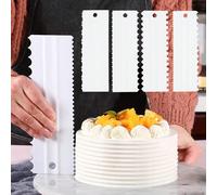 4 pièces Ensemble d'outils de décoration de gâteau - Spatule à glaçage, Peigne de décoration, Lisseur de glaçage, Grattoir dentelé en plastique, Outils DIY pour bordure de gâteau à la crème au beurre 
