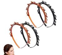 4 pièces épingles à cheveux à double frange, coiffure double bangs 13cm plastique noir marron antidérapant bandeau avec clips pour femme usage quotidien sport fête Double couche