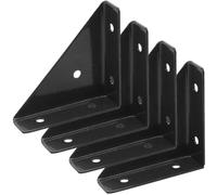 4 Pièces Équerre D'angle Triangulaire Noire en Fer | Fixation Renforcée, Légère et Résistante à Corrosion, pour Étagère, Chambre et Usage Extérieur