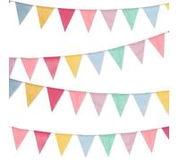 4 Pièces Fanions Guinguette, Guirlande Fanion D'extérieur Résistants aux Intempéries, 48 Fanions Triangulaires en Tissu QIEDOVIEY