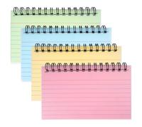 4 Pièces Fiche de Revision Multicolore, 12.5x7.5 cm Fiches Spirale Coloré