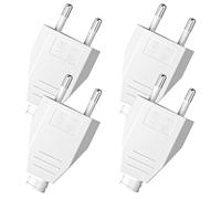 4 Pièces Fiche Européenne Plate, Prise Electrique Male 250V 2.5A, Fiche Euro Schuko Fiche D'alimentation Domestique Décorative à Encastrer ou à Remplacer (Blanc)