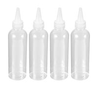 4 Pièces Flacon Souple à Embout Transparent 200ml, Plastique | Flacon Applicateur Rechargeable, Usage pour Huile Moteur, 200ml, Pratique pour Atelier